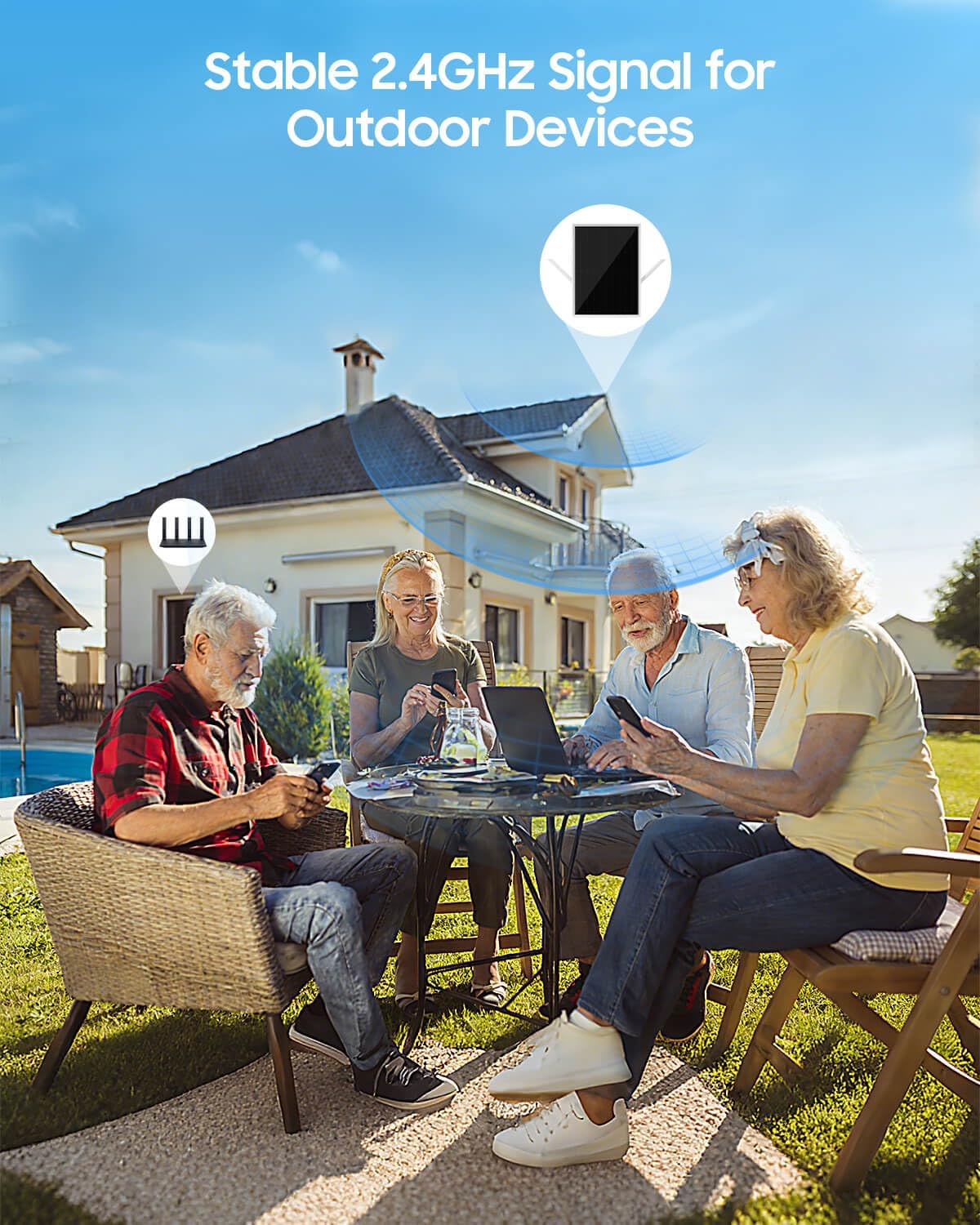 Solar WiFi Extender Outdoor, Solar Powered WiFi Repeater with 15W Solar Panel 26000mAh Battery, IP66 Waterproof Long Range WiFi Booster for Garden Farm Ranch Yard