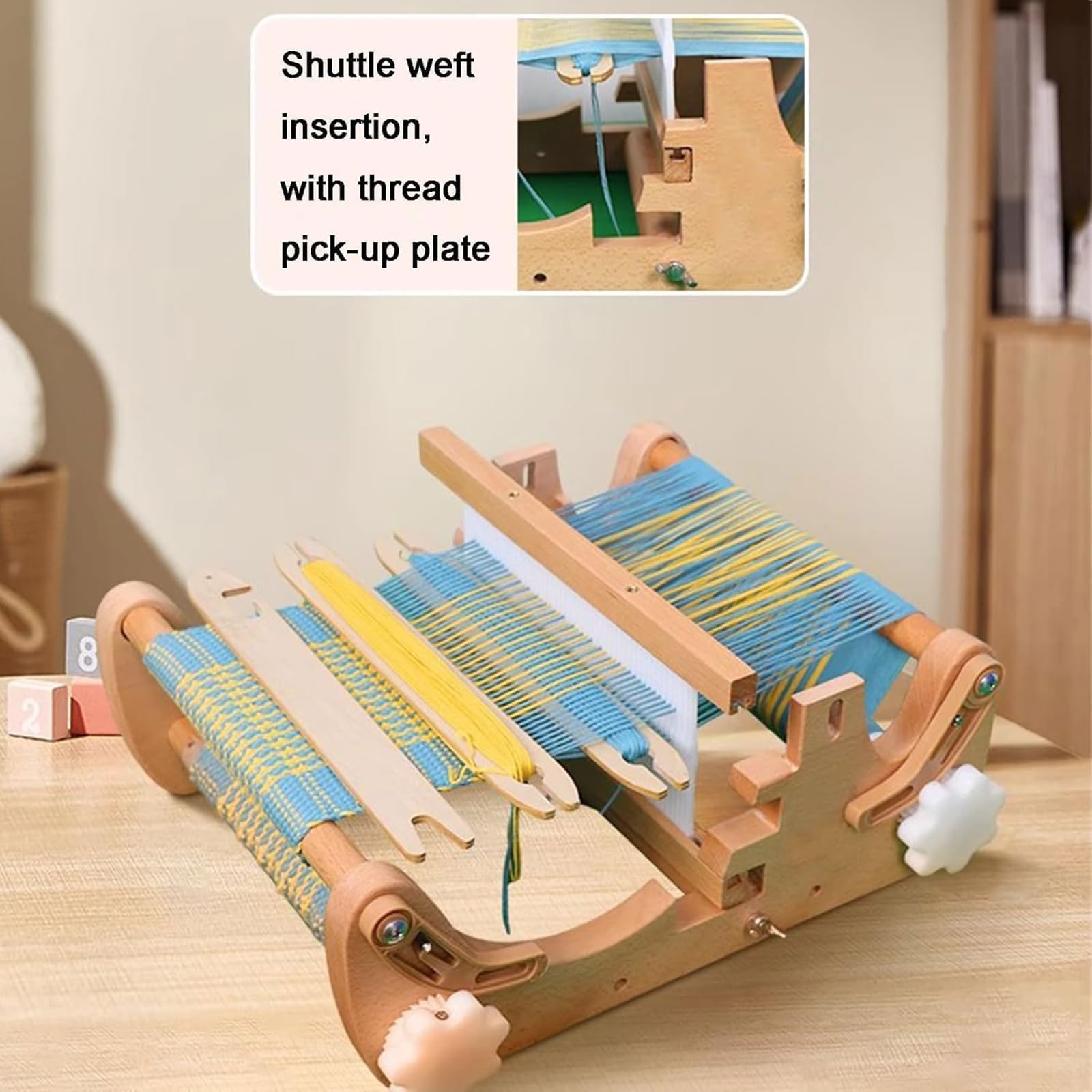 McbeAn Portable Tabletop Loom, Max Weaving Width 20cm, Foldable Weaving Equipment for Adults Kids, for Scarves, Small Tablecloths, Tea Mats, Coasters