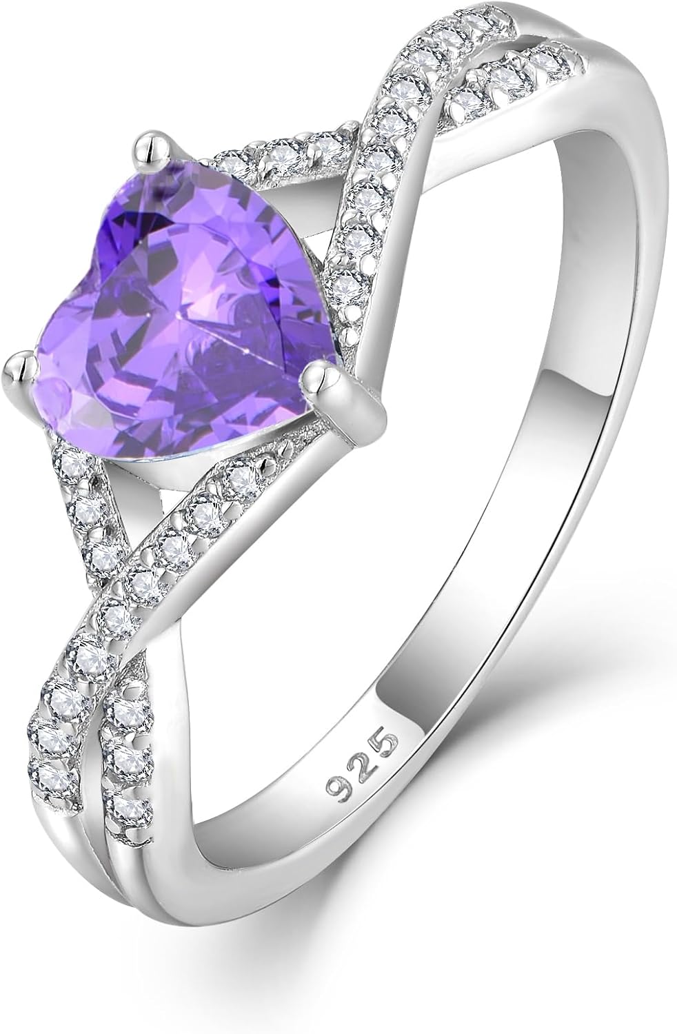 925 Sterling Silver Infinity Heart Ring Birthstone promise Ring for Women Wedding Engagement Birthday Jewelry