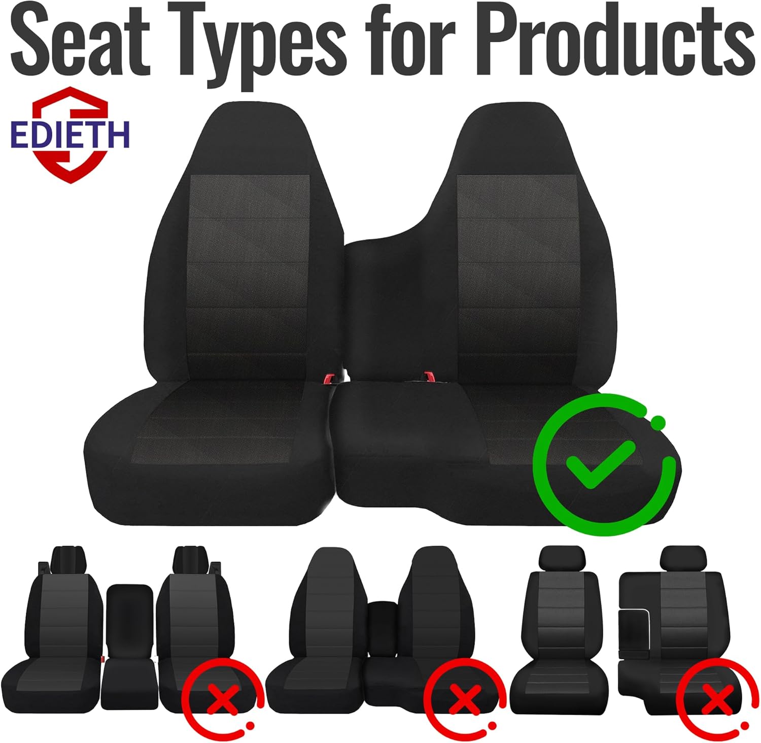 Custom Fit Knitted Fabric Front Split Bench Seat Cover for Chevy Colorado/GMC Canyon Pickup 2004-2012, No Armrest, Airmesh Breathable Design with Soft Foam Lining - Black