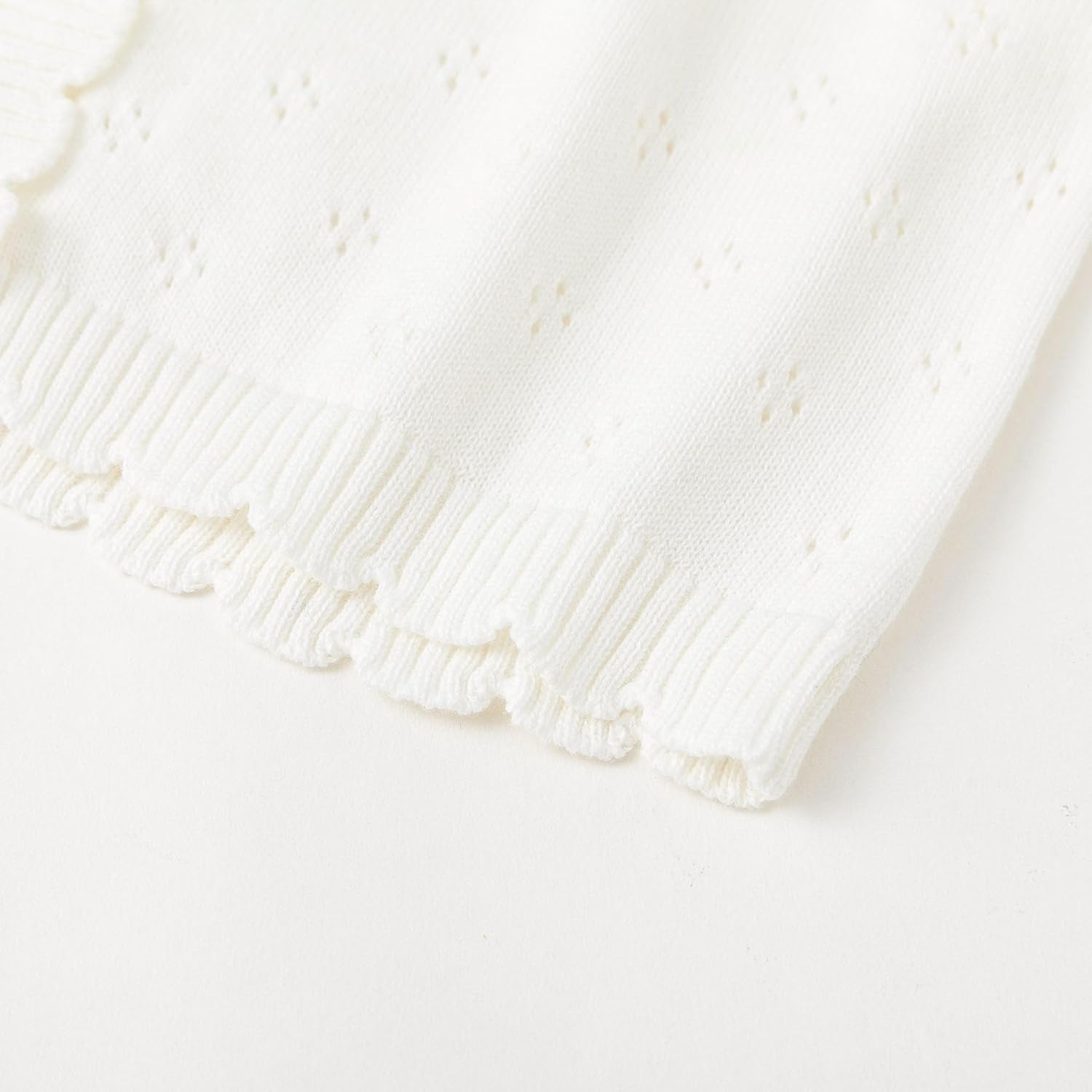 Simplee kids Baby Girl Knit Cardigan Sweater Cream Cotton Autumn Coat - Image 6