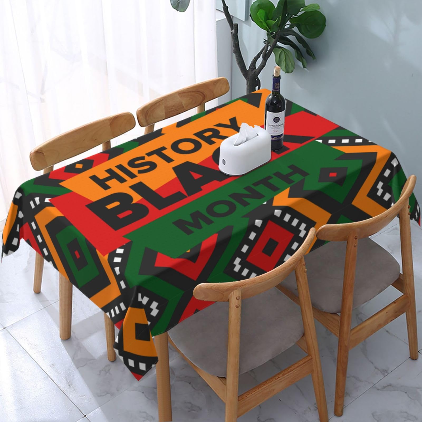JunHeArt Black History Month Tablecloth Rectangle Table Cover Washable Table Cloths Decor For Kitchen 54" X 72"