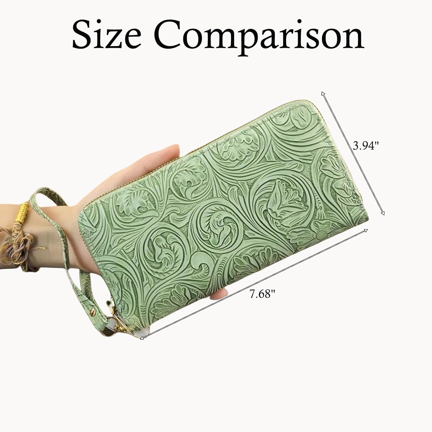 Womens Wallet Wristlet RFID Blocking Floral Vegan Leather Purse Long Zip Around Clutch Large Capacity Card Holder - Image 4