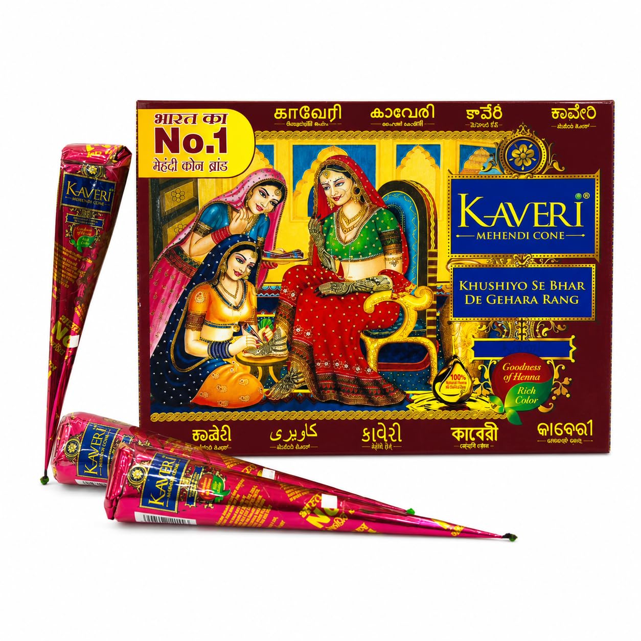 Kaveri Mehendi Cone Herbal Pure Leaves of Natural Henna for Hand Design on Festivals & Special Occasions| Organic Mehendi Cone & Bridal Mehandi Cones For Hands Design (5 Box = 60 Cone)-picture-29