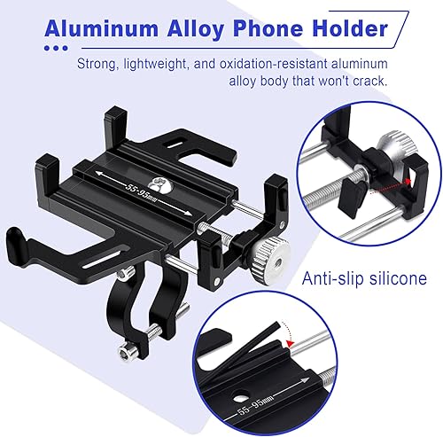 Miniatura 5 de NineLeaf Soporte para teléfono de bicicleta, no bloquea la cámara, soporte de teléfono de motocicleta de aluminio, silicona antideslizante