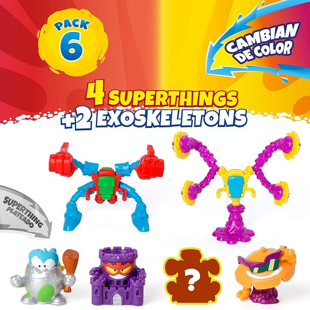 Foto 2 de 7 de SUPERTHINGS Serie Mutant Battle - Pack de 6. Incluye 4 SuperThings (1 capitán Plateado) y 2 Exoskeletons.…