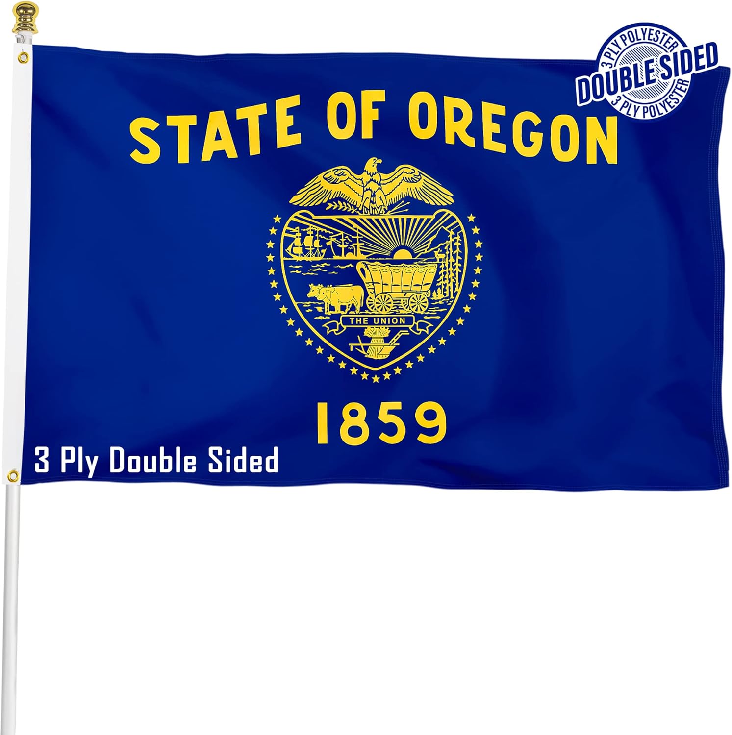 XIFAN Double Sided Oregon State Flag 3x5 ft, Heavy Duty 3 Ply Durable Polyester, OR Flag with Vibrant Print/4 Rows Hemming/Brass Grommets for Indoor Outdoor Decor