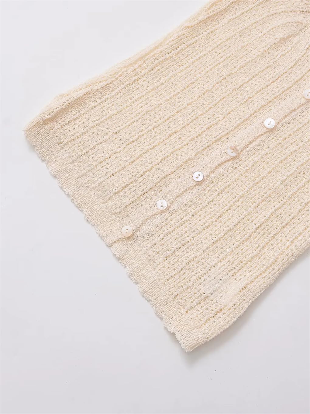 Women's Single-Breasted Suspender V-Neck Hollow Knit Top