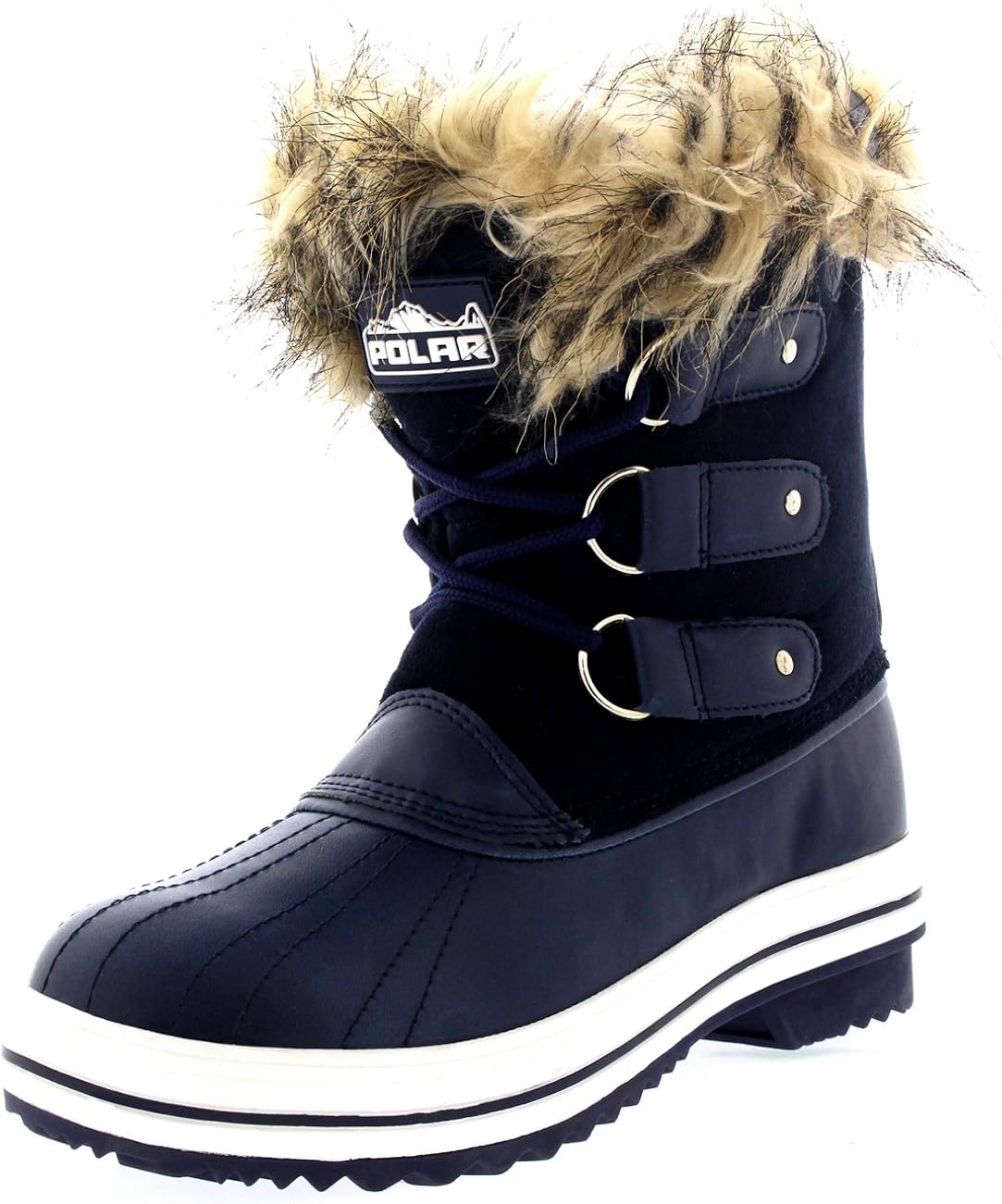 Womens Lace Up Rubber Sole Short Winter Snow Rain Shoe Boots