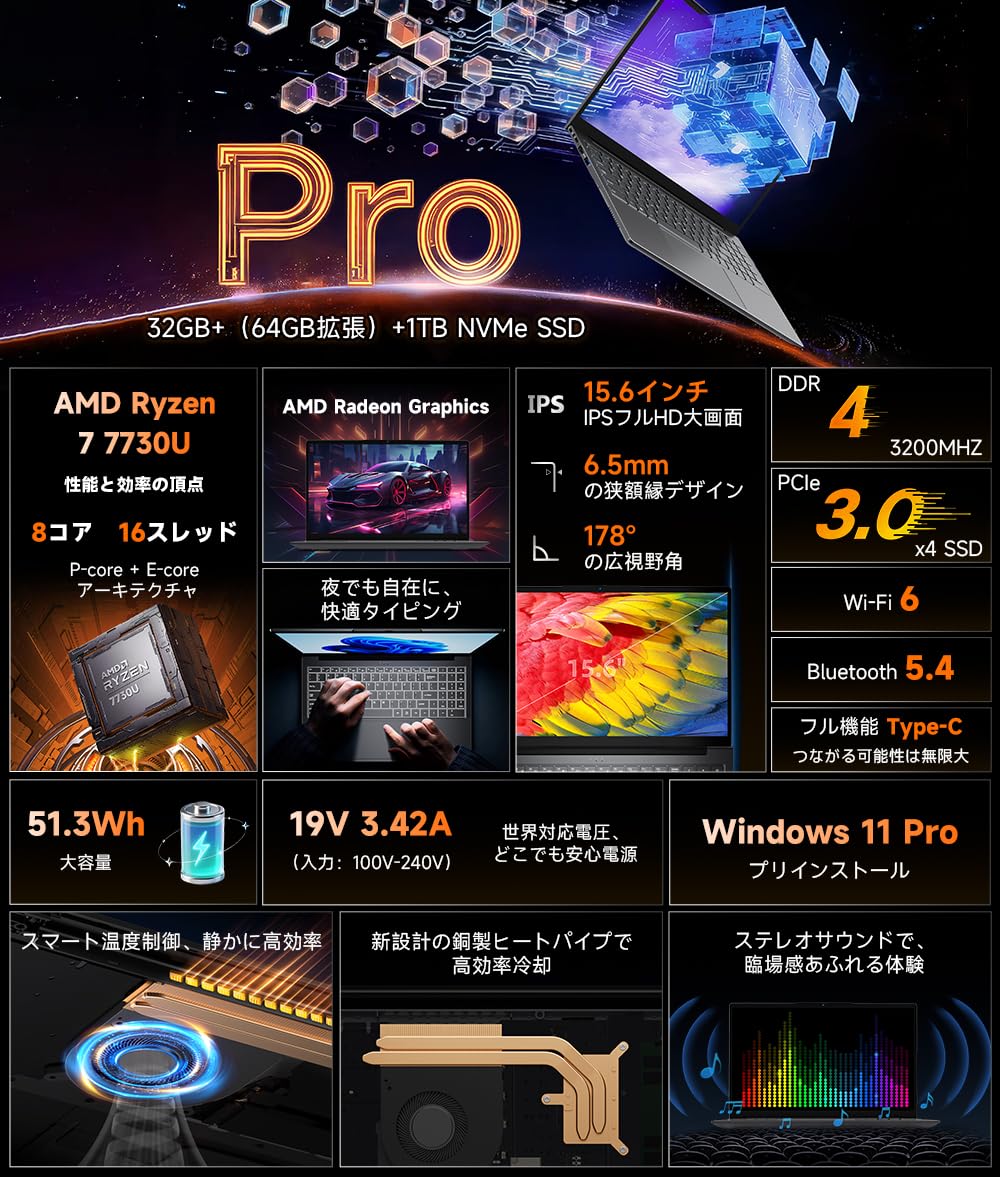 Amazon.co.jp: ノートパソコン【爆速Ryzen 7 7730U 8コア16スレッド