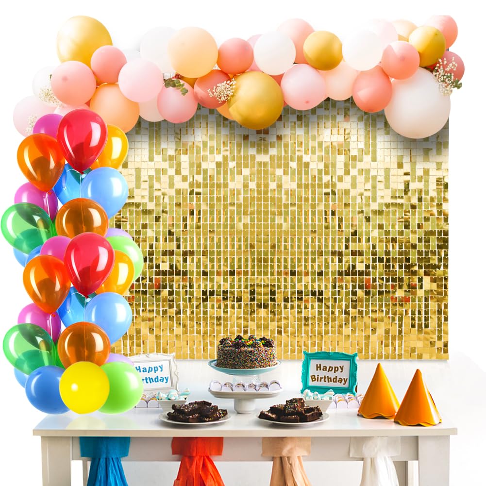 Lot de 24 panneaux carrés à paillettes - Décoration murale - 30 x 30 cm - Paillettes - Accessoire de fête d'anniversaire - Mariage doré - Mur photo - Doré clair