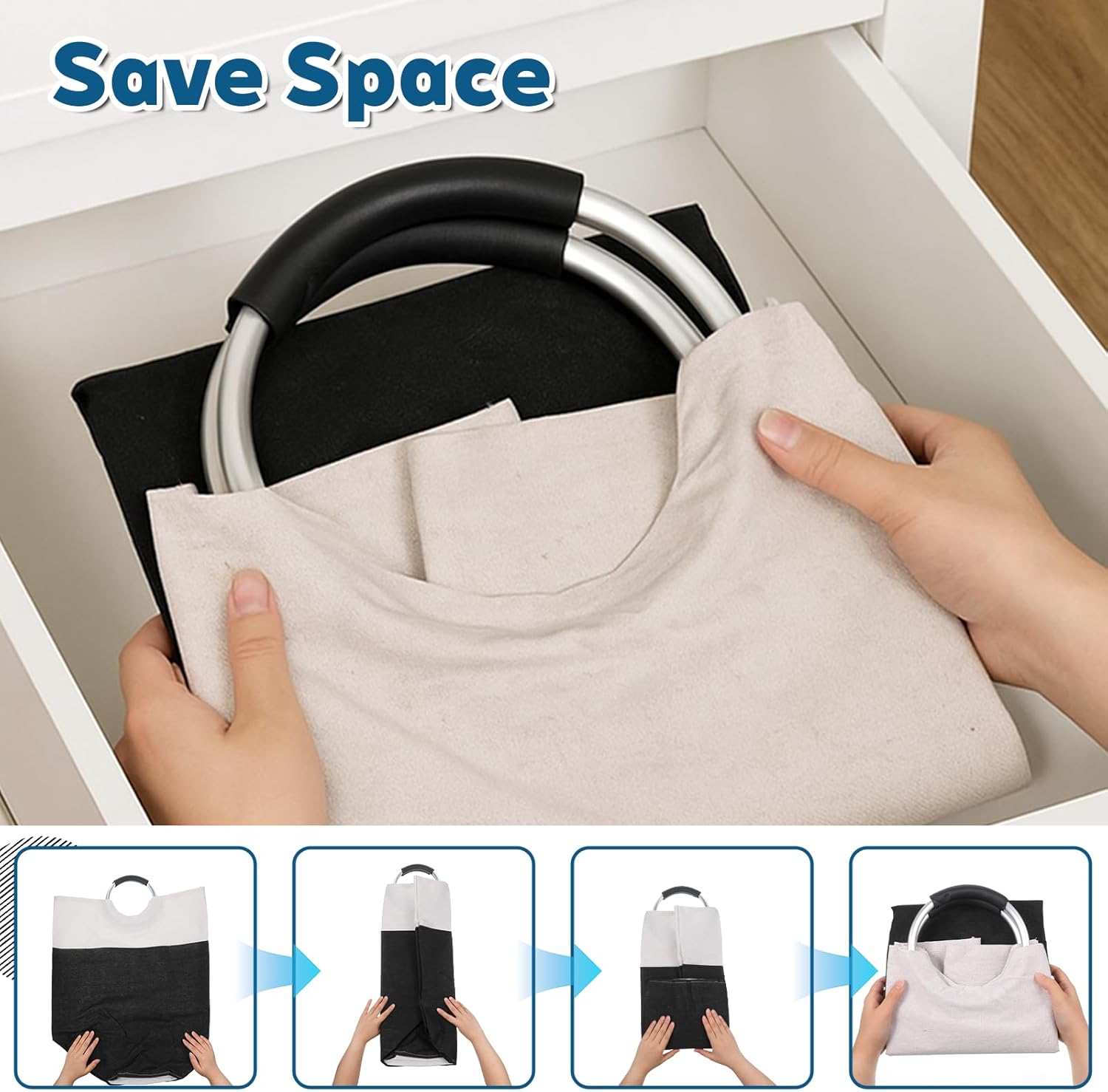 Dimeho 4 Pack 82L Laundry Basket, Waterproof Fabric Clothes Baskets Dirty Clothes Hamper Laundry Bag with Foam-Protected Aluminum Handles for College Dorm Family Bathroom