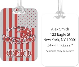 Phi Sigma Phi Fraternity Travel Luggage ID Bag Tag for Suitcases Rectangle Plastic Tag Luggage Tag with Name Privacy Protection Travel Bag Labels (Phi Sigma Phi 4)