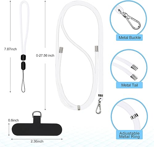 Miniatura 51 de takyu Cordón para teléfono celular, correa ajustable para el cuello y 2 correas de muñeca para teléfono con parches de sujeción para teléfono