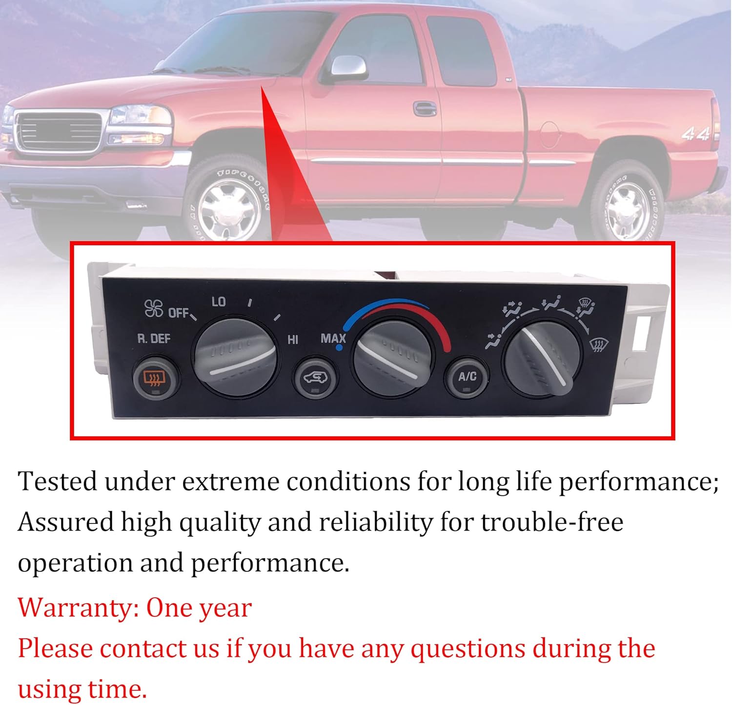 599-006 A/C Heater Climate Control Module w/Rear Window Defogger Switch for 1996-2002 Chevy GMC Cadillac C1500 C2500 C3500 K1500 K2500 K3500 Suburban Pickup Tahoe Yukon 9378805 15-72547