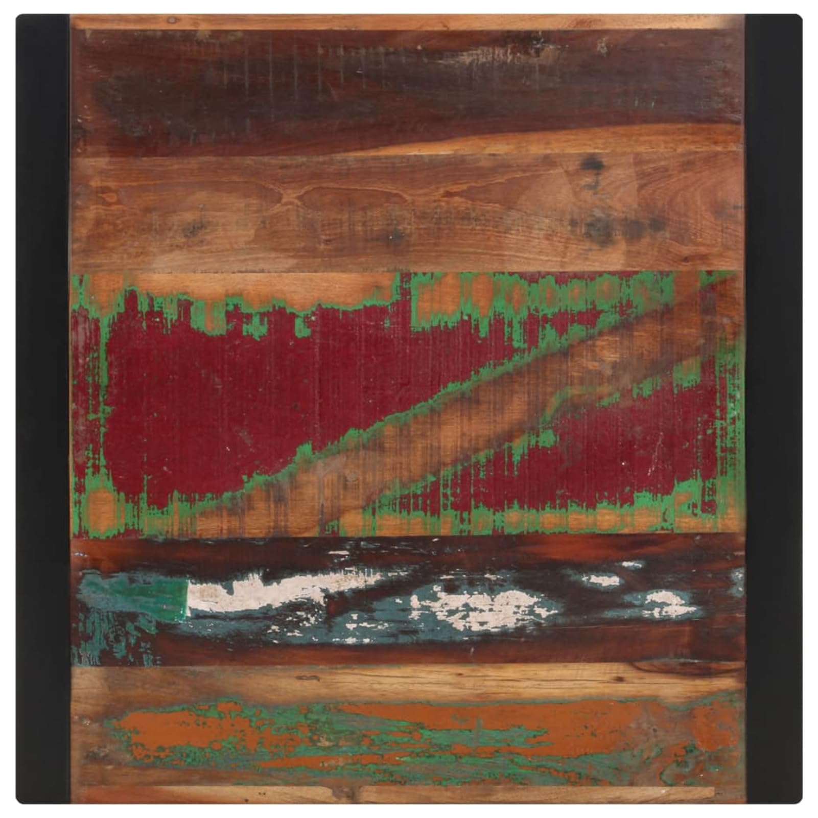 Stół do jadalni 70x70x75 cm lite drewno z recyklingu ze stalowymi nogami | Drewno z recyklingu, malowane proszkowo stalowe nogi, indywidualny rysunek słojów, odporny na warunki atmosferyczne