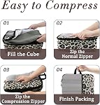 U+U Cubes d'emballage de compression - Organisateurs de voyage ultralégers pour les accessoires de voyage, Organisateur de valises à l'espace, Cubes d'emballage extensibles pour les voyages et vacances en famille, Leopard-02, 10 ensemble
