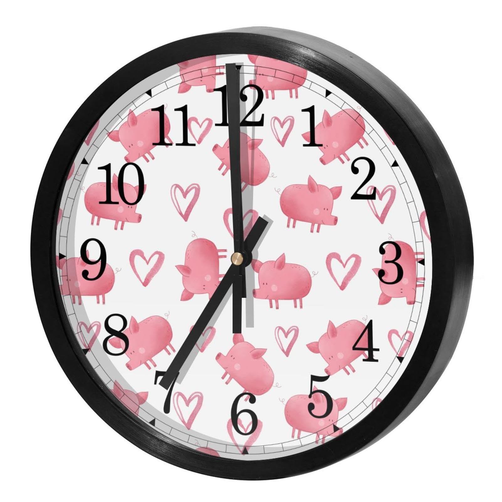 Horloge murale ronde avec motif cochon rose pour une atmosphère douce et tendre