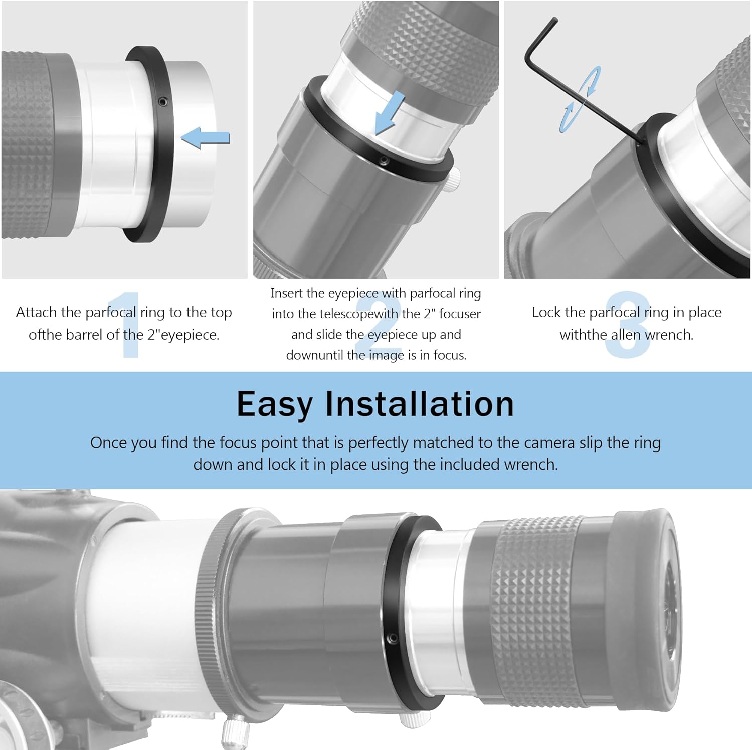 Alstar 2" Parfocal Telescope Eyepiece Rings, Set of Two