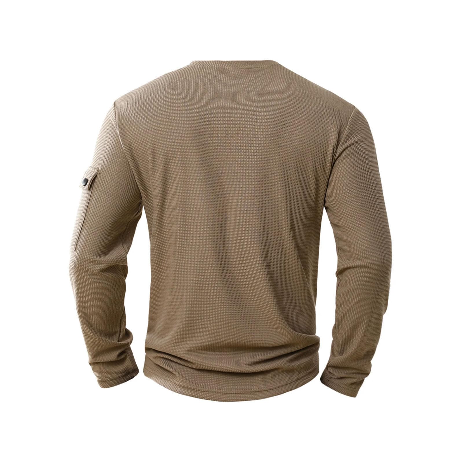 Camicia da uomo a maniche lunghe con bottoni casual tinta unita T-shirt alla moda in cotone a nido d'ape finto strato di base a due pezzi