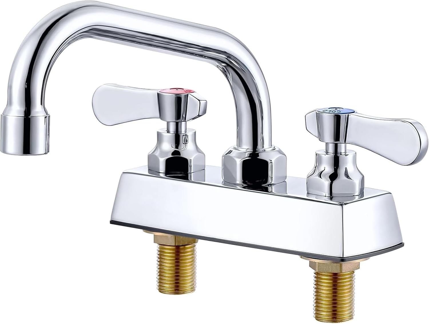 Commercial Utility Sink Faucet 4 inch Center,Dual Handle 6" Swivel Spout Laundry Sink Faucet,Brass Construction Chrome Polished,Deck Mount Laundry Faucets for Utility Sink,Garage,Bar