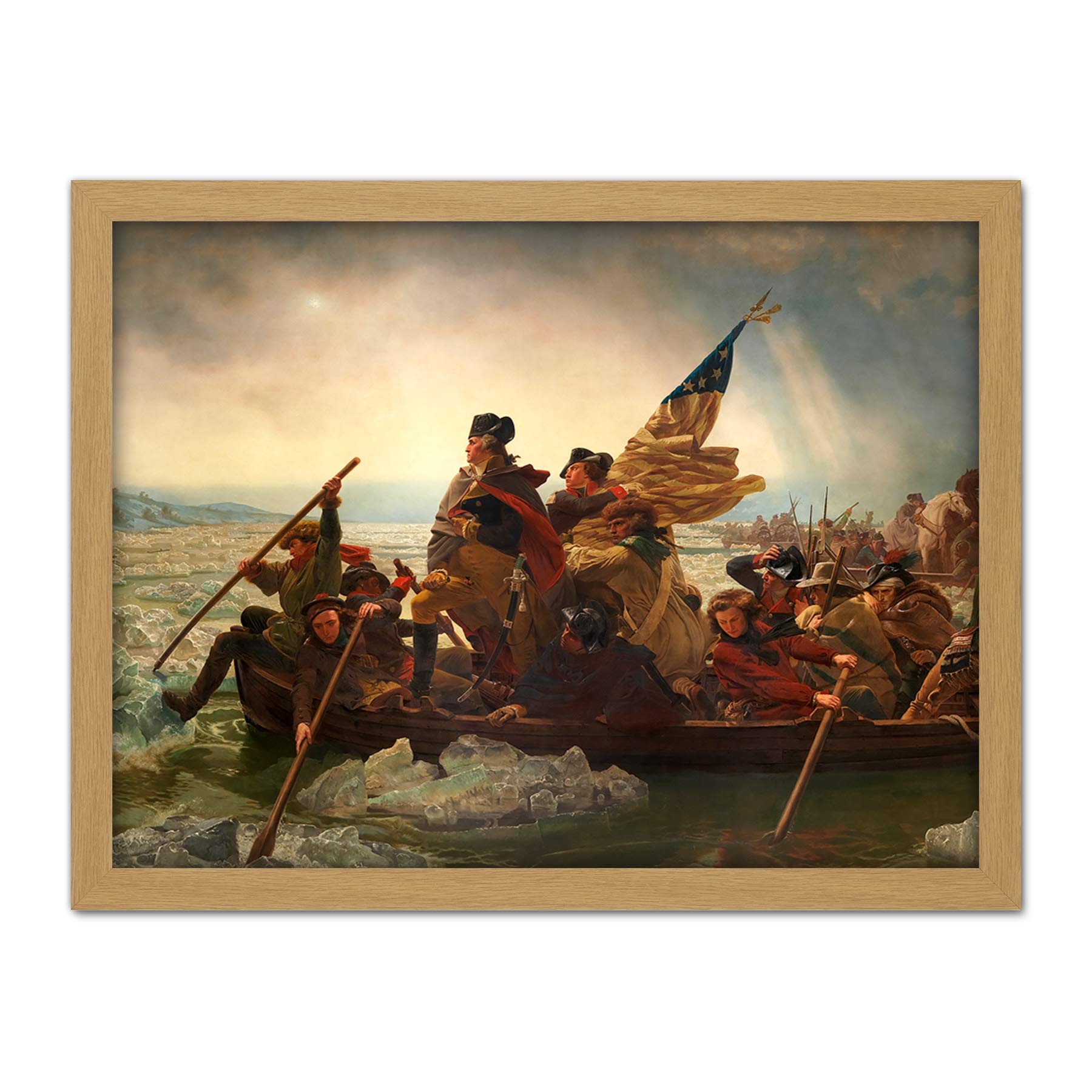 Artery8 Leutze Washington Crossing The Delaware Painting Artwork Framed Wall Art Print 18X24 Inch