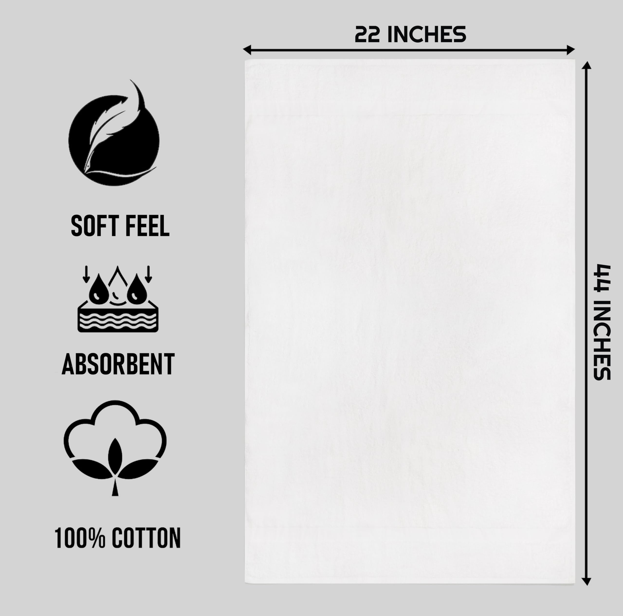 ZUPERIA Paquete de 36 toallas de baño blancas de 22 x 44 pulgadas, 100 % algodón, ligeras y económicas para uso comercial, toallas de secado rápido, ultra suaves y absorbentes