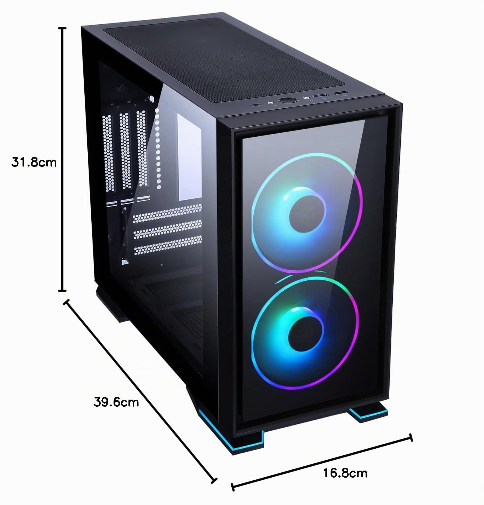 Itek Case Galaxy 2Q - Mini Tower ITX, 2x12cm Ventole ARGB, 2xUSB3, 2X Pannelli Frontali, Vetro Laterale