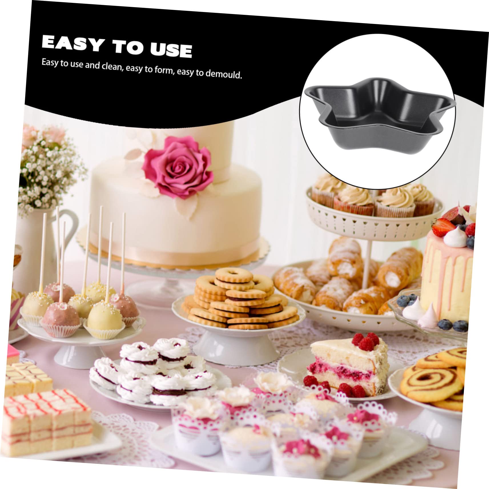 Cabilock 6 Pièces Petit Moule à Gâteau Moule à Gâteau Circulaire Joli Gâteau En Forme Moule En Acier Au Carbone Moule En Silicone Gommeux Ustensiles De Cuisine Acier Carbone Haute Qualité