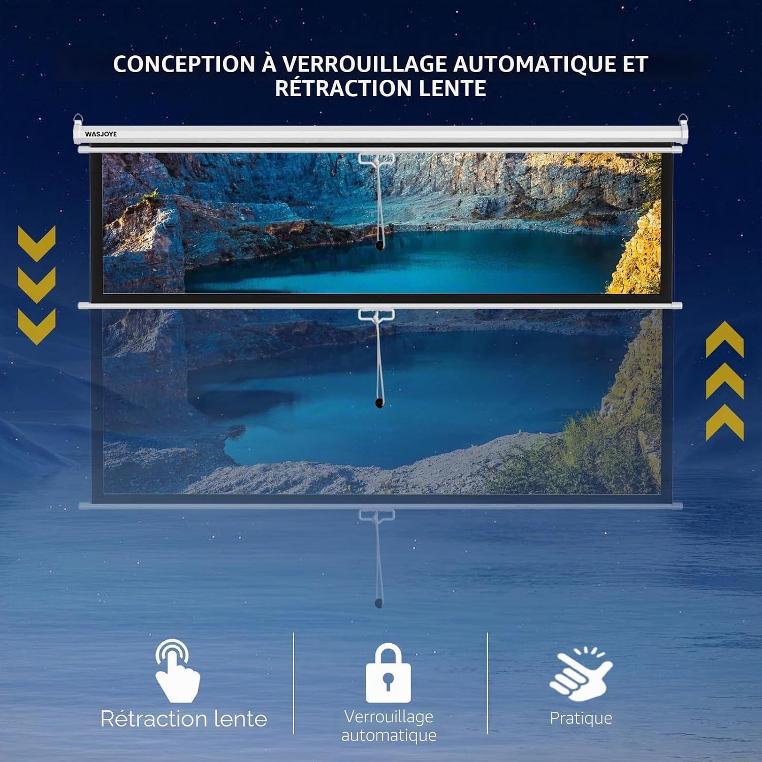 120" Écran de Projection Manuel, Projector Screen Enroulable-278*9.4*8cm