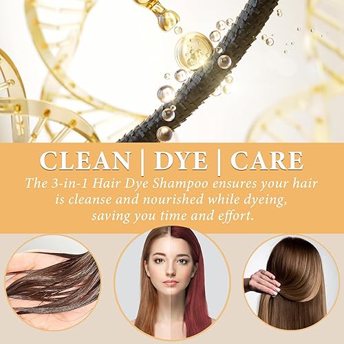 Miniatura 3 de Champú de tinte para el cabello borgoña 3 en 1, tinte de burbujas para plantas más simple y natural con acondicionador, champú de color rojo