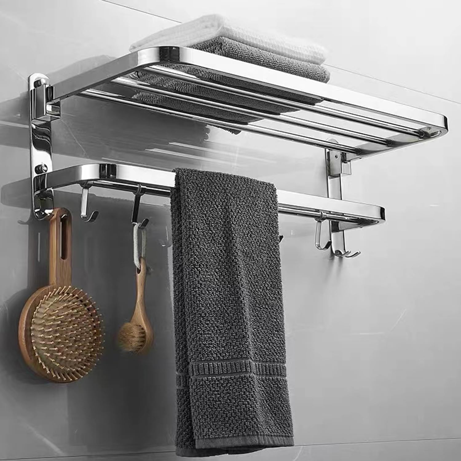 Baby Rabbit Knights Accesorios de Baño 58cm，Toalleros de Baño de Acero Inoxidable,Toallero Plegable de Pared,Estantería de Almacenamiento para Baño con Ganchos, para Baño Cocina Hotel