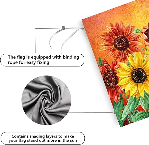Miniatura 4 de Bandera de girasol para casa de otoño de 28 x 40 pulgadas, bandera de jardín de verano de doble cara, banderas de otoño para exteriores, granja,