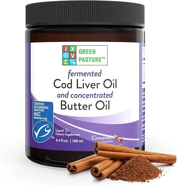 Green Pasture Fermented Cod Liver Oil and Concentrated Butter Oil Cinnamon Omega