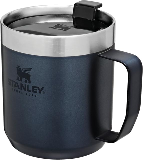 Stanley Classic Legendary Camp Mug 0.35L Nightfall Stainless Steel Camping Mug - BPA-Free Thermos Travel Mug for Hot Drinks - Dishwasher Safe - Single Server Brewer Compatible