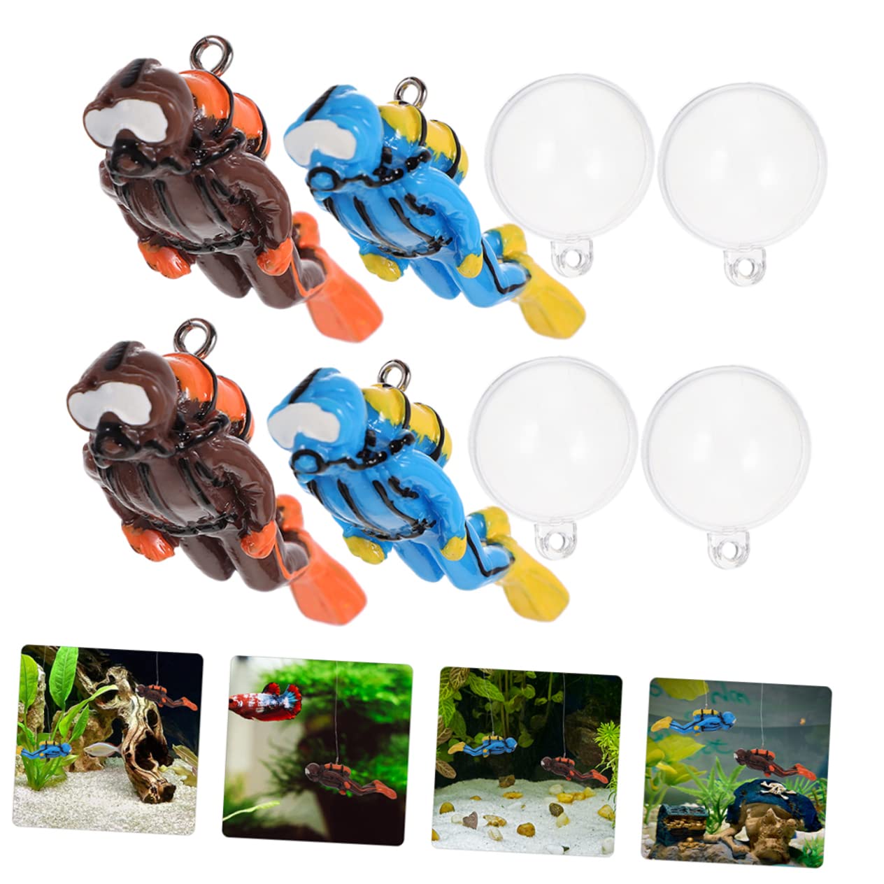 ULTECHNOVO 4 Ensembles Flotteur Plongeur Réservoir Décorations D'aquarium Rougeoyantes Décor Flottant D'aquarium Ornement De Plongeur D'aquarium Résine 4 Pièces * 4