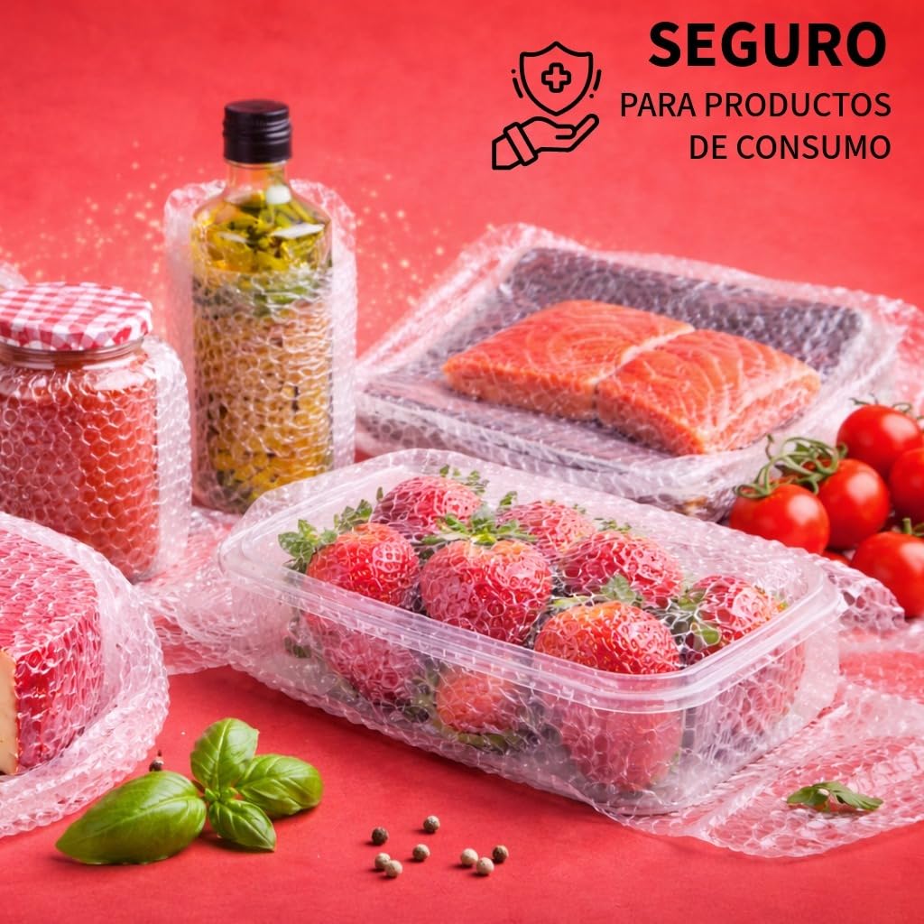 Rollo de plástico de burbujas de 50 cm de ancho y 100 metros de longitud. Papel burbuja Ideal para embalaje, mudanzas, cajas.