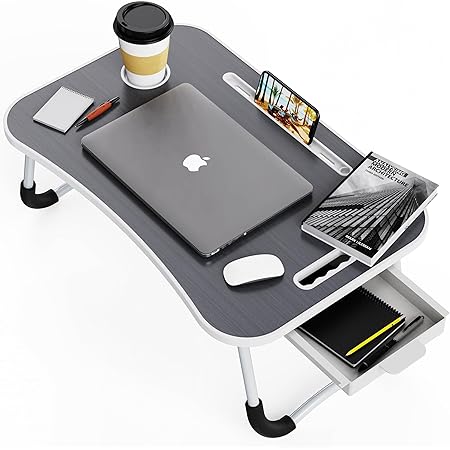 Foldable Standing Laptop Desk/Bed Tray for Dinner, Reading, TV, Eating, Breakfast, Portable Table for Bed and Couch (Gray)