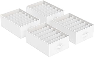 SONGMICS 4 Pack Drawer Clothes Organizers, Large Size 6-Compartment