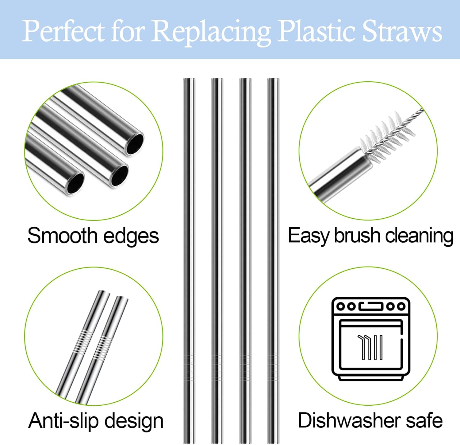 Metal Straw Replacement for Ello Pop & Fill 22 oz Water Bottle