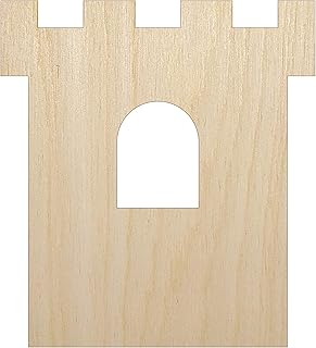 Castle Turret Tower Solid Unfinished Wood Shape Piece Cutout for DIY Craft Projects - 1/8 Inch Thick - 4.70 Inch Size