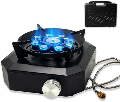 9-Burner Portable Dual Fuel Camping Stove, 2.5kW High Power Gas Cooker for Propane & Butane, Separate Safety Design with Built-in Pressure Stabilizer, Carry Case & Adapter for Outdoor BBQ