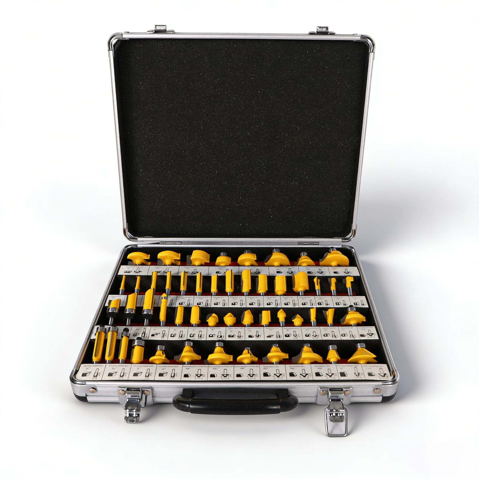CSOOM Router Bits Set - 50 Pieces, 1/4 inch Shank Router Bit, Professional Woodworking Milling Cutter Set, Tungsten Carbide Milling Bit Kits for Professional Woodworking