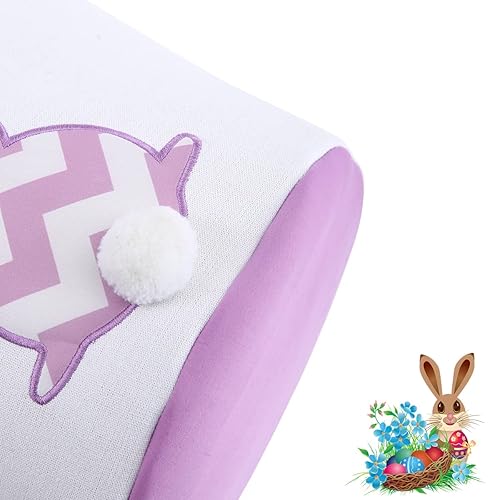 Miniatura 4 de Cootato Bolsas de canasta de conejo de Pascua para niños, diseño de conejo a rayas, cesta de huevos, bolsas de caza personalizadas de lona de