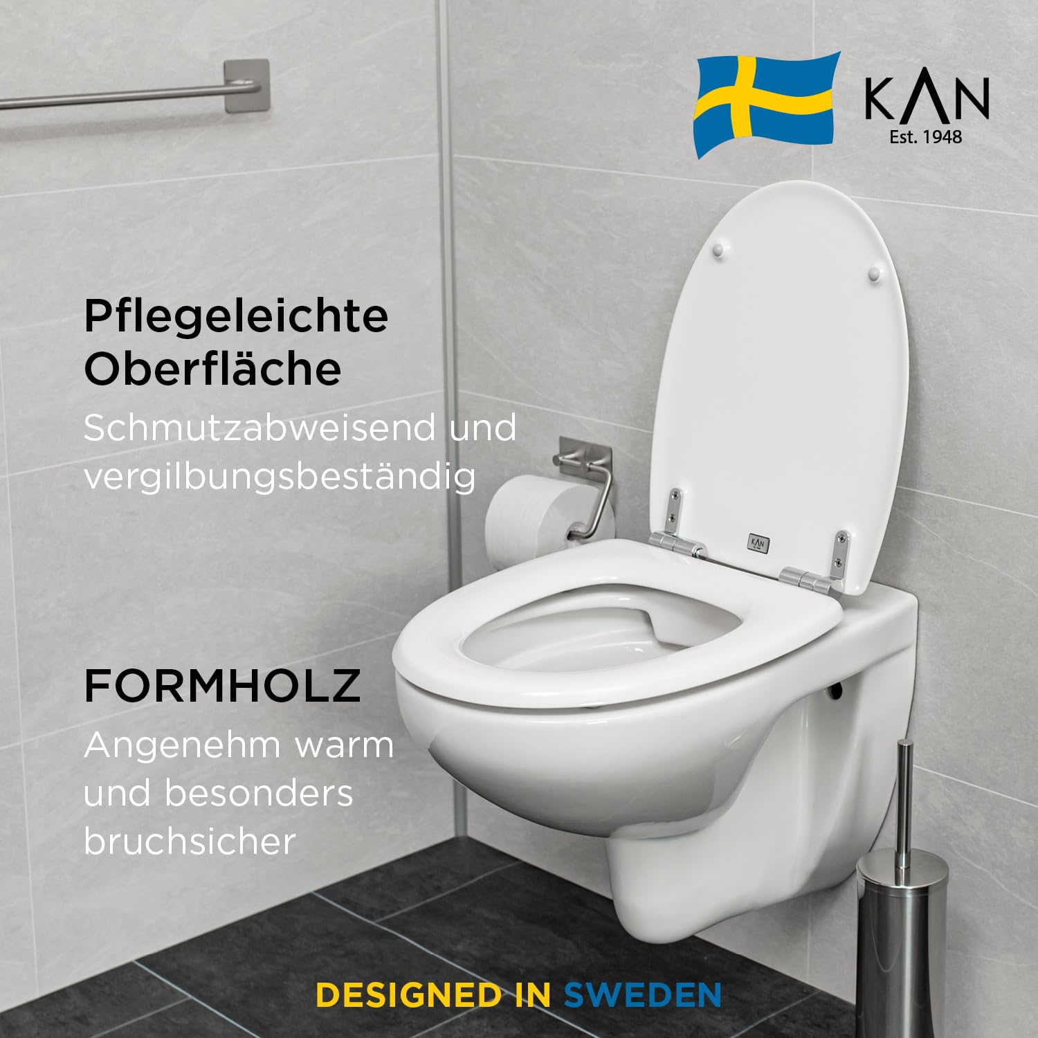 Kan Stockholm Universal Shape drewno formowane / wolnoopadające/drewno/zdejmowane/mocowanie od góry/2 różne rozwiązania montażowe/owalne, uniwersalne dopasowanie