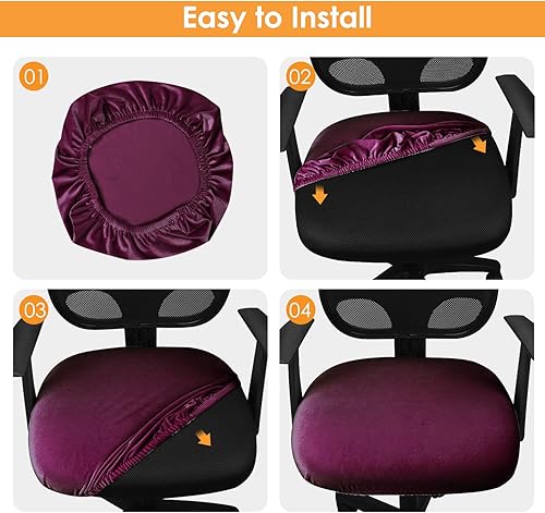 Miniatura 5 de Yikko Fundas para sillas de terciopelo de elastano elástico de 14.96 a 20.47 pulgadas, protector para sillas giratorias de oficina, decoración del