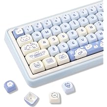 PBT Keycaps Salty Cat Blue White Cute for Cherry MX Key Cap