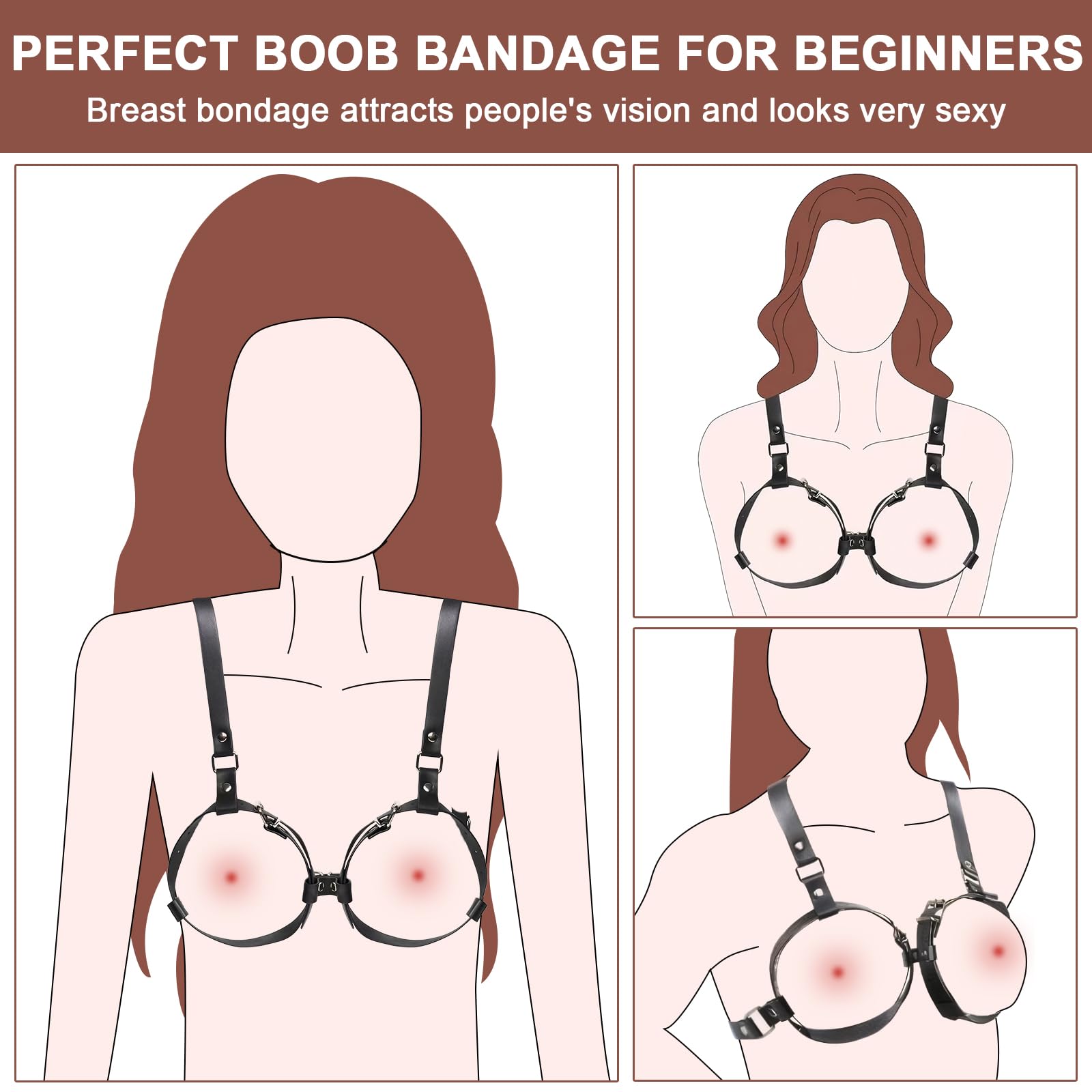 Fohil Harnais Femme Sexy Erotique, SM Ensemble de Servitude Sex Toys pour Couple Débutant, Kits de Bondage Adultes, Lingerie Sexuelle pour La Femme Rave Cosplay Costumes, Body Bondage Set Tenue BDSM