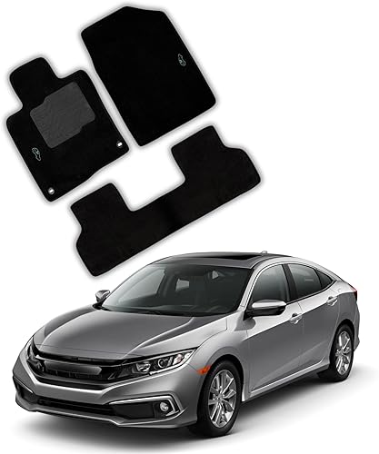 Miniatura 2 de ecoMats - Alfombrillas para Honda Civic 2016 a 2021 con almohadilla antideslizante para el talón y agujeros de seguridad, parte delantera y trasera,