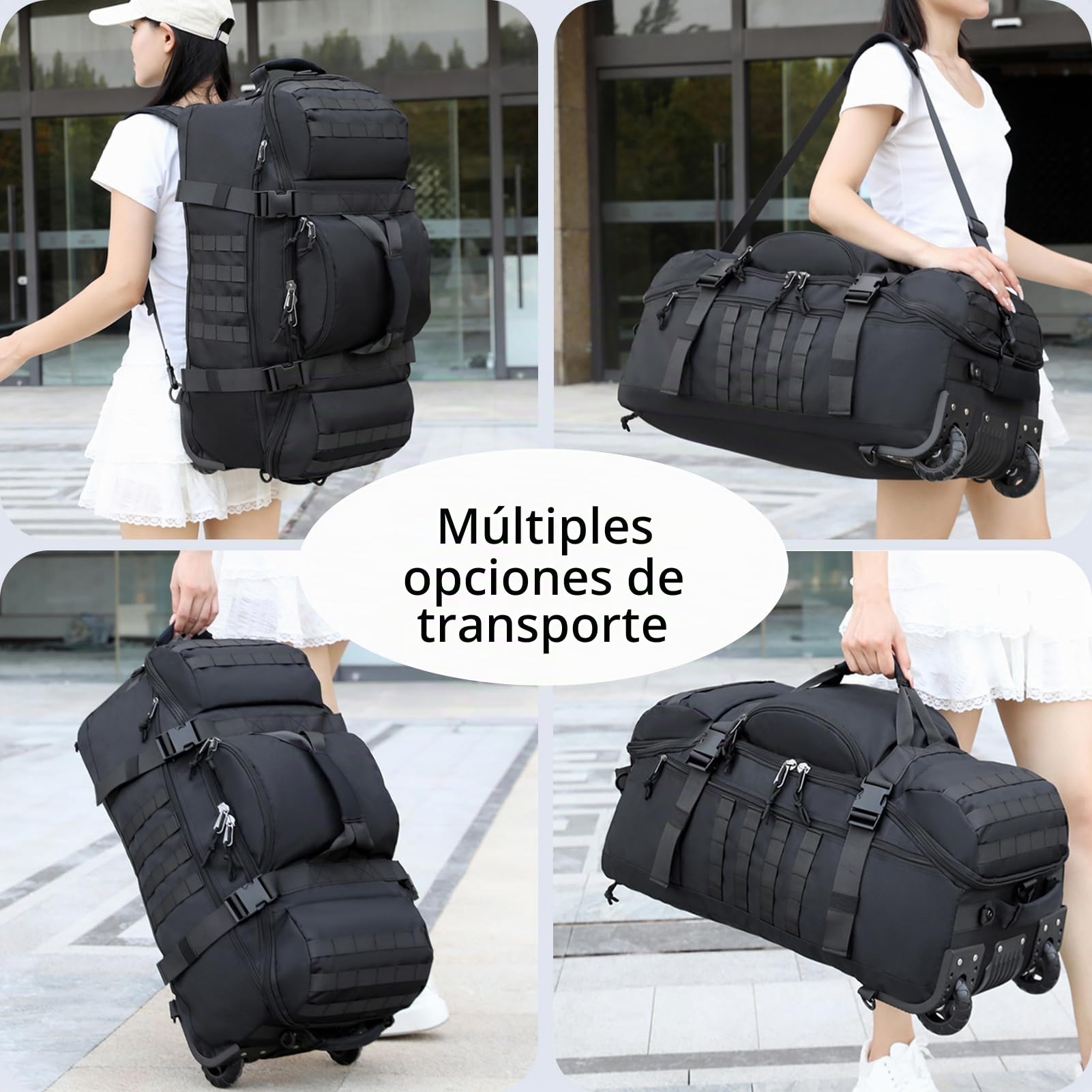 Bolsa De Viaje con Ruedas 80L Plegable Grande Bolsa Mochila Deportiva Impermeable Blanda Deportes Maleta con Compartimento Correas para Gimnasio Camping Y Almacenaje (Azul)